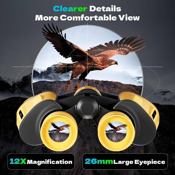 HD 12x40 Waterproof Binoculars: Clear View for Hunting, Bird Watching, Travel - Picture 3 of 6